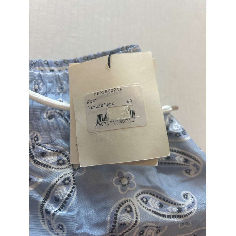 Sandro Judy Paisley Print Drawstring Shorts Blue Size 40 NWT - Picture 8 of 8